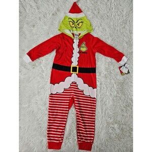 Grinch Hooded Onesie Pajamas Kids Size 4